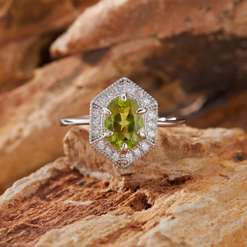 S925 sterling silver inlaid with natural crystal gem ring