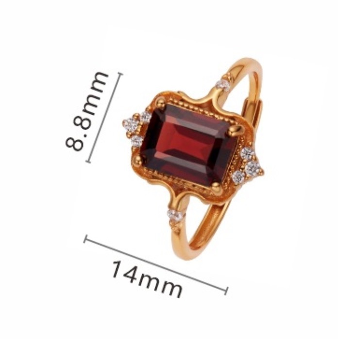 S925 sterling silver inlaid with natural crystal ring