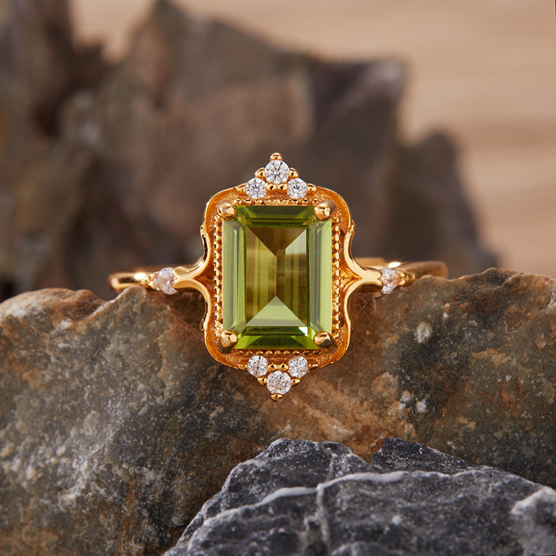 S925 sterling silver inlaid with natural crystal ring