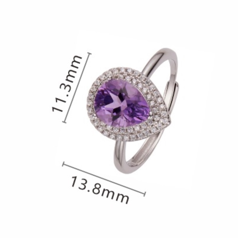S925 sterling silver inlaid with natural crystal gem ring