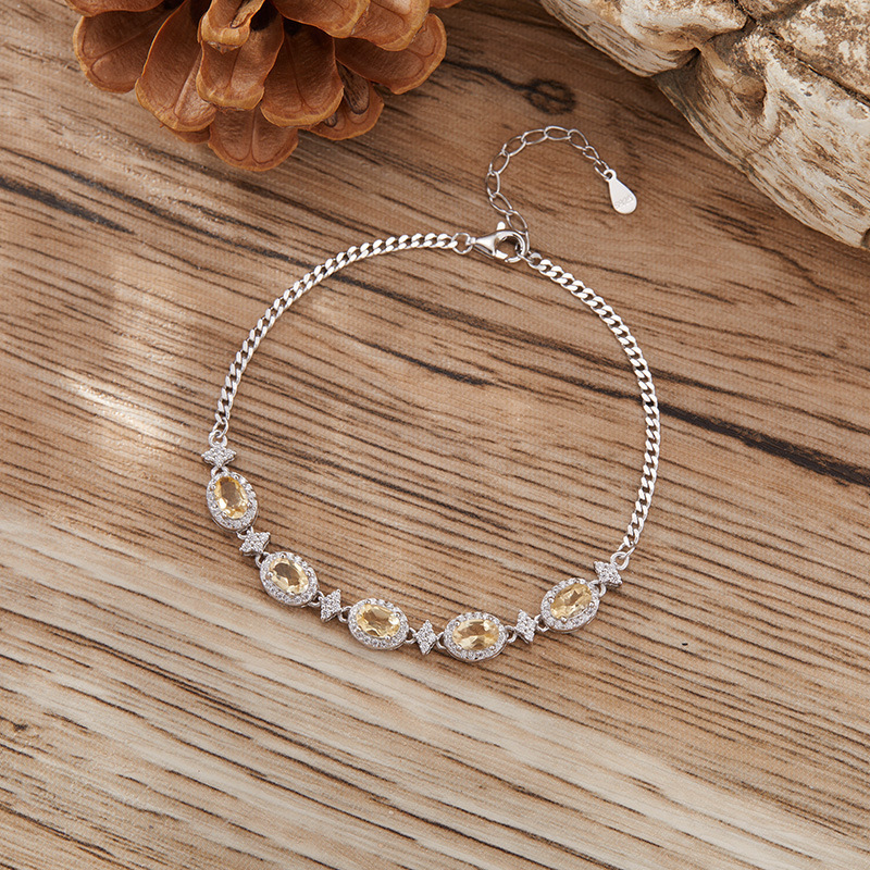 S925 sterling silver inlaid with natural crystal bracelet