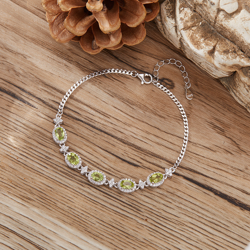 S925 sterling silver inlaid with natural crystal bracelet