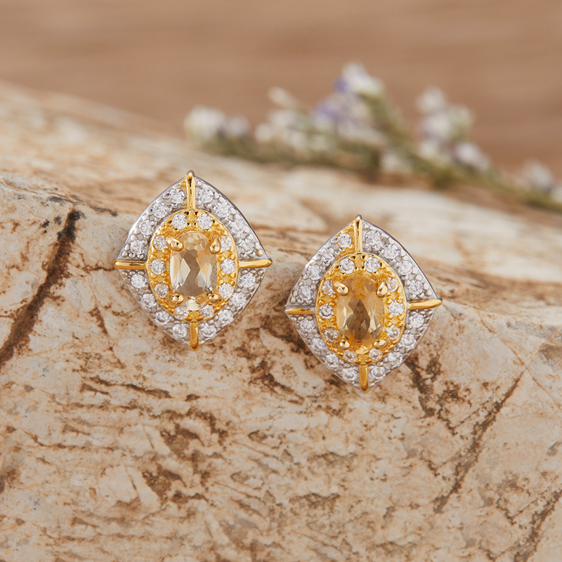 S925 sterling silver inlaid with natural crystal gemstone earrings