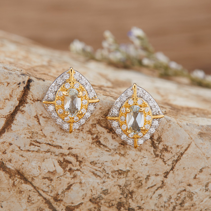 S925 sterling silver inlaid with natural crystal gemstone earrings