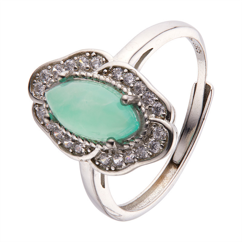 S925 sterling silver inlaid with natural garnet Australian jade ring