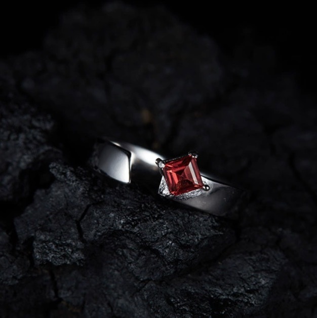 S925 sterling silver inlaid with natural multi-color square gemstone ring