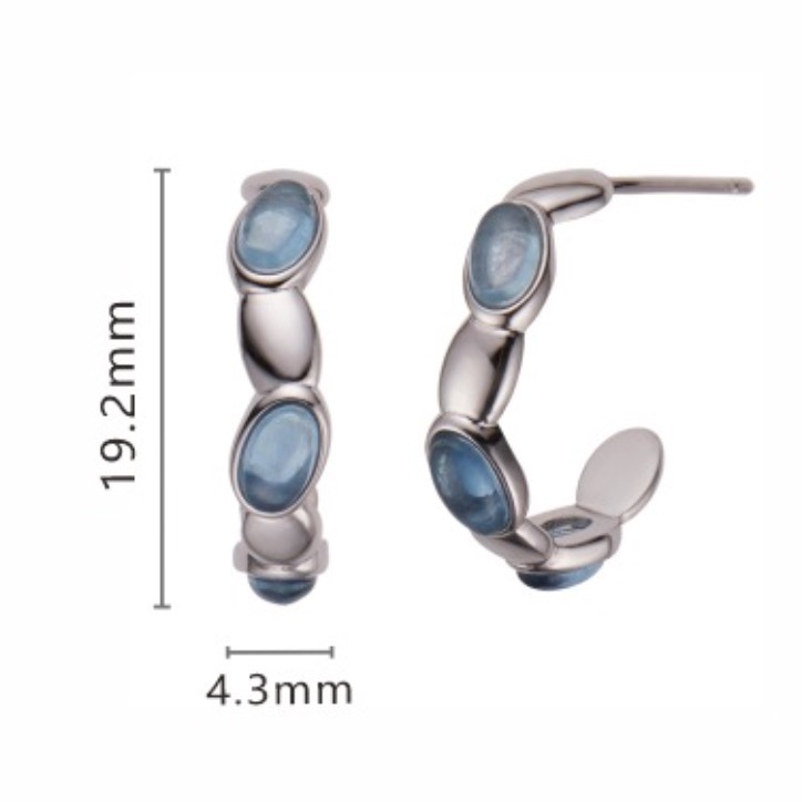 S925 sterling silver inlaid with natural aquamarine earrings