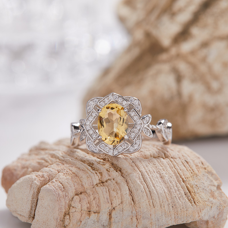 S925 sterling silver inlaid with natural colored gemstone ring