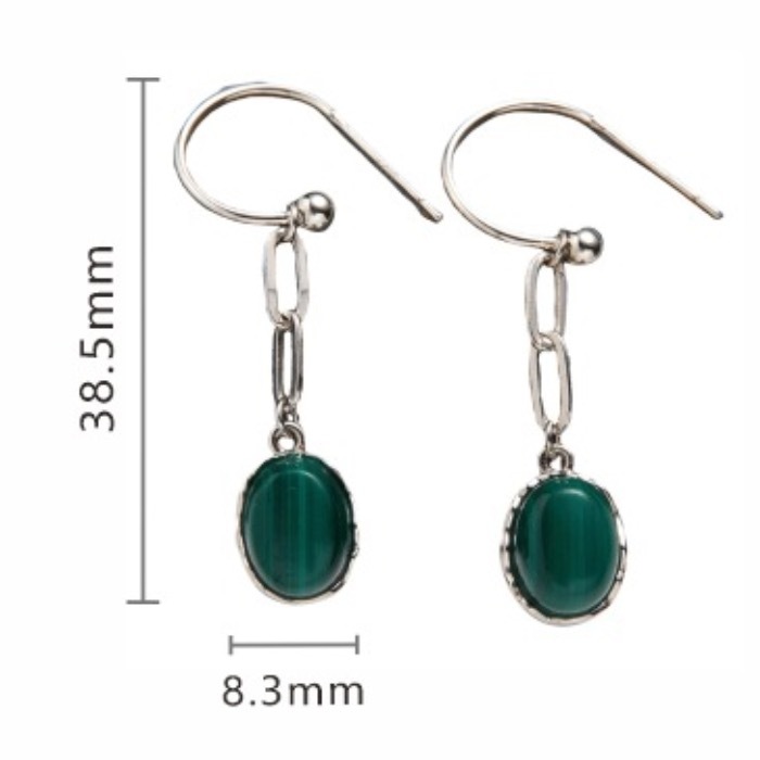 S925 sterling silver inlaid with natural malachite lapis lazuli earrings