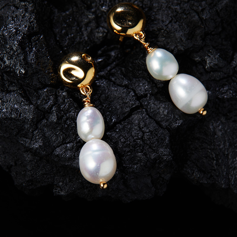S925 sterling silver natural freshwater pearl earrings