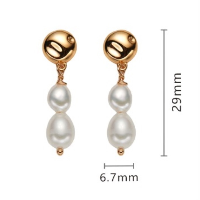 S925 sterling silver natural freshwater pearl earrings