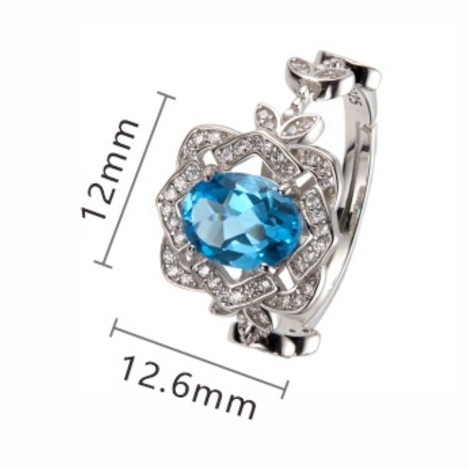 S925 sterling silver inlaid with natural colored gemstone ring