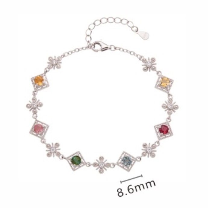 S925 sterling silver bracelet inlaid with natural tourmaline