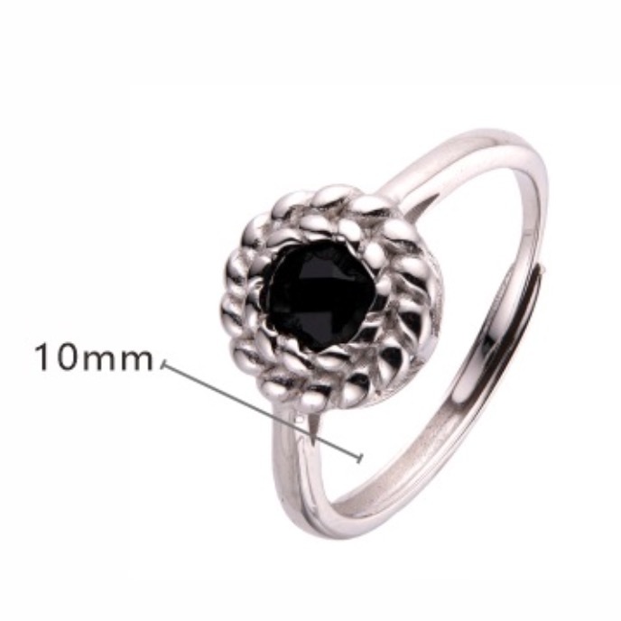 S925 sterling silver inlaid with natural black agate lapis lazuli ring