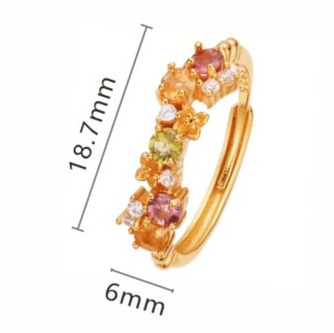S925 sterling silver inlaid natural tourmaline ring