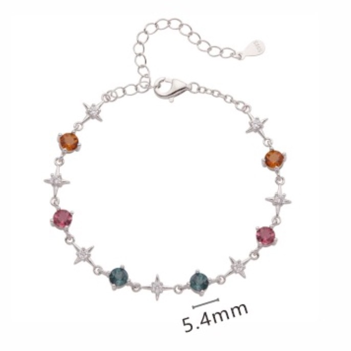 S925 sterling silver bracelet inlaid with natural tourmaline
