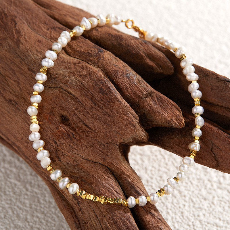 S925 sterling silver with natural pearl bracelet