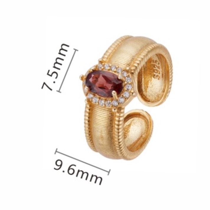 S925 sterling silver ring with natural crystal gemstone