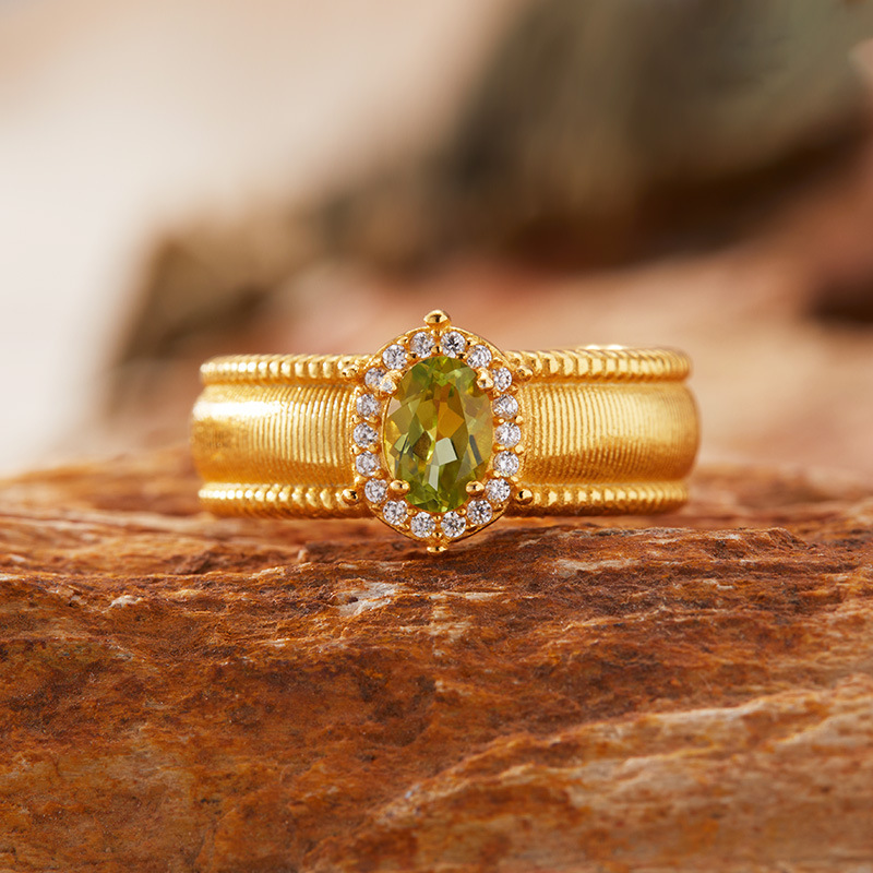 S925 sterling silver ring with natural crystal gemstone