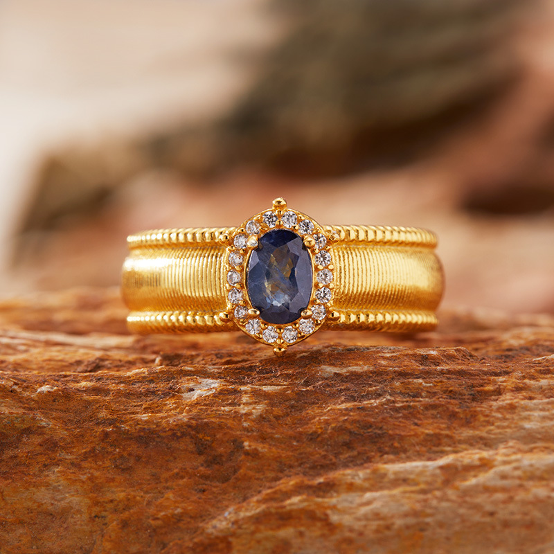 S925 sterling silver ring with natural crystal gemstone