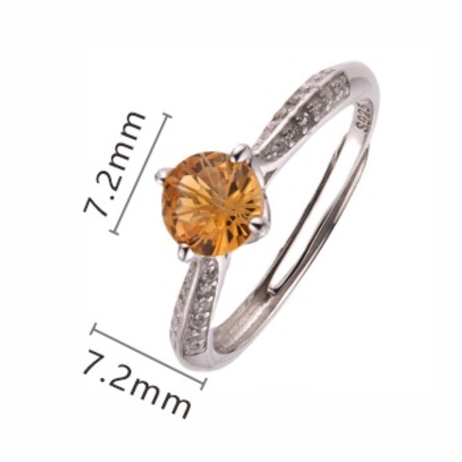 S925 sterling silver with natural citrine multi-claw ring