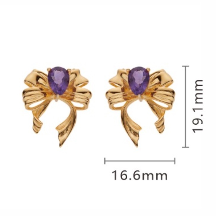 S925 sterling silver butterfly-shaped earrings with natural crystal gemstones
