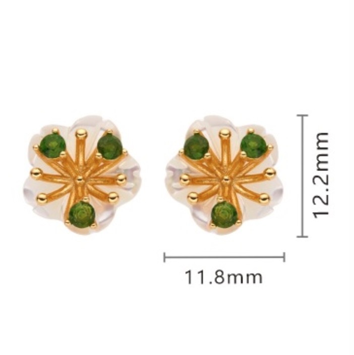 S925 sterling silver with natural citrine diopside earrings