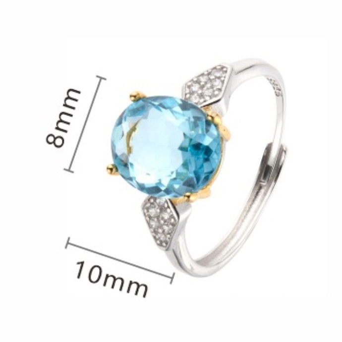 S925 sterling silver inlaid natural crystal ring