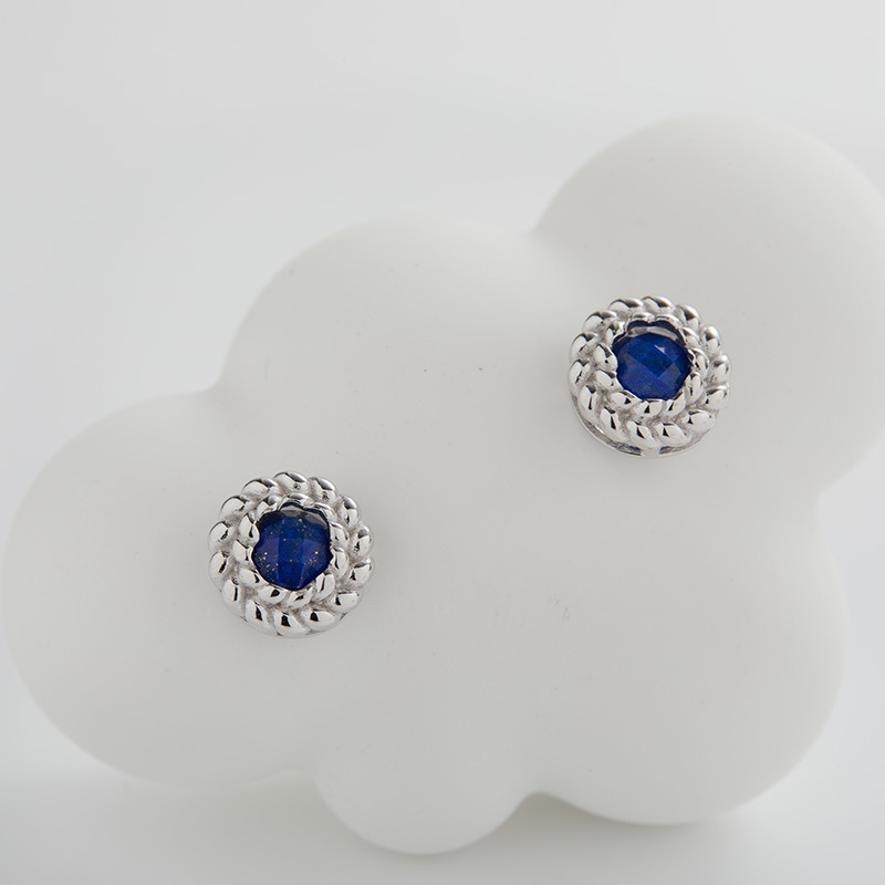 S925 sterling silver inlaid with natural black agate lapis lazuli tiger eye earrings