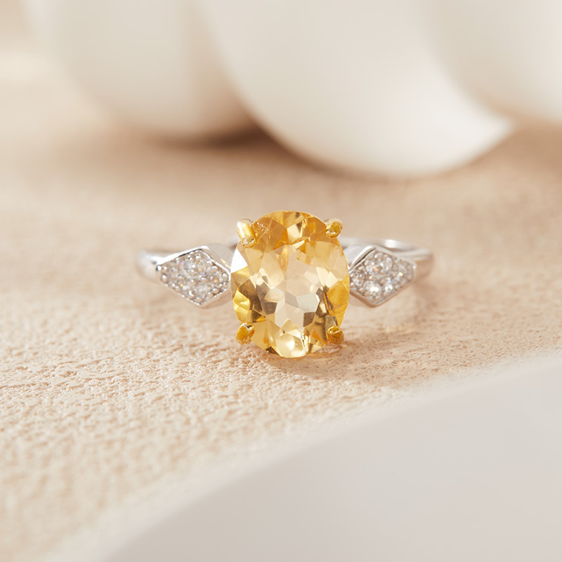 S925 sterling silver inlaid natural crystal ring