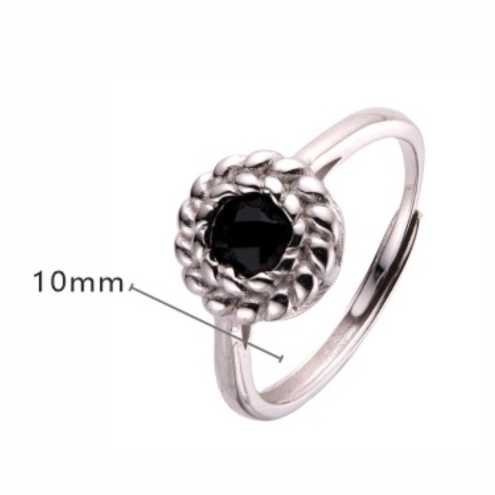 S925 sterling silver ring with natural black agate lapis lazuli