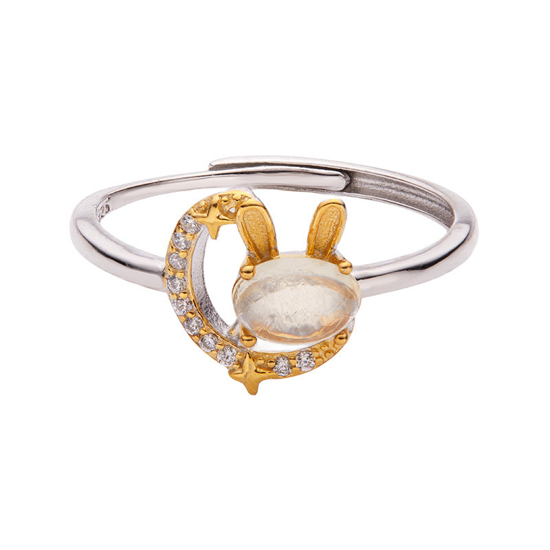 S925 sterling silver inlaid with natural opal ring