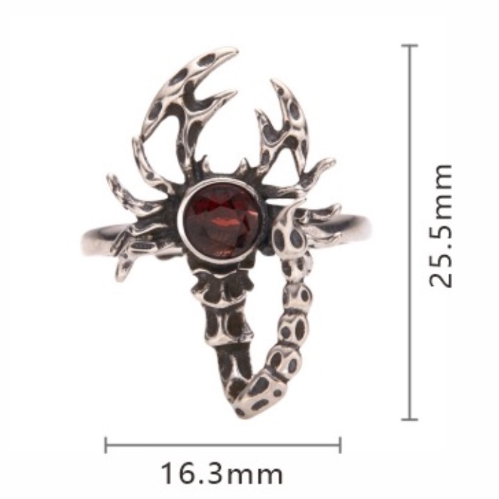 S925 sterling silver inlaid with natural crystal scorpion ring