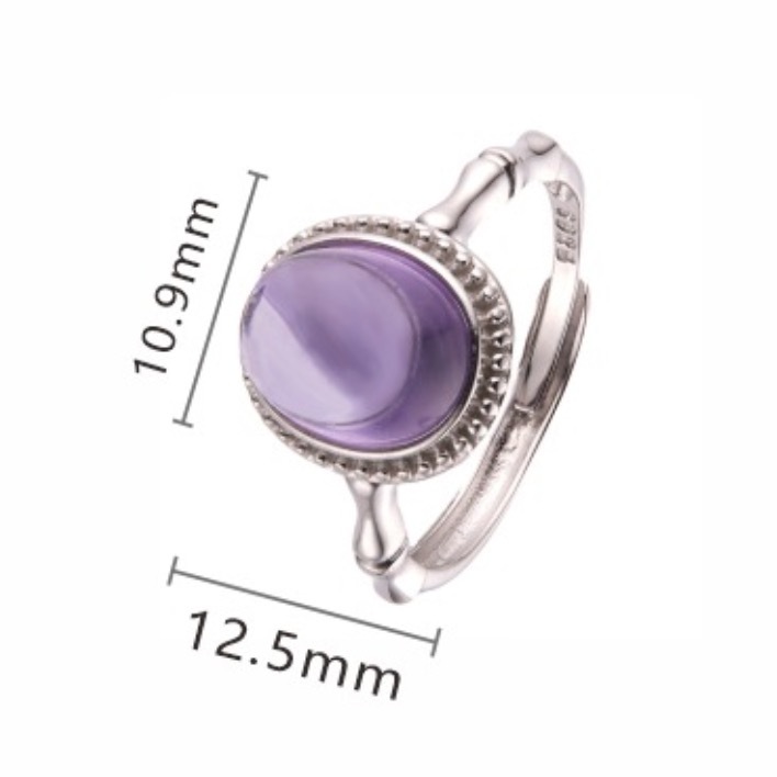 S925 sterling silver inlaid with natural crystal female bamboo ring