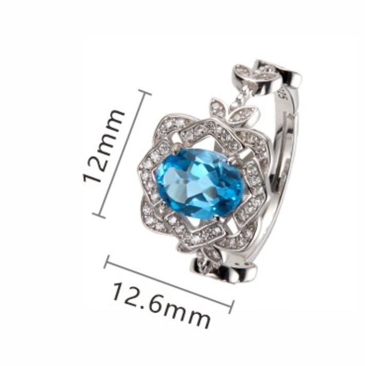 S925 sterling silver inlaid with natural crystal lace flower ring