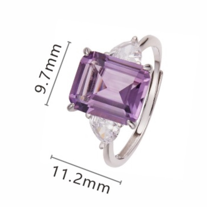 S925 sterling silver inlaid with natural citrine and amethyst ring