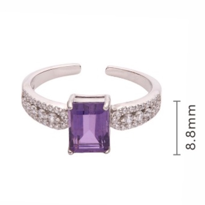 S925 sterling silver inlaid with natural amethyst ring