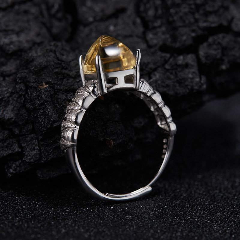 S925 sterling silver inlaid with natural crystal gemstone sugar tower ring