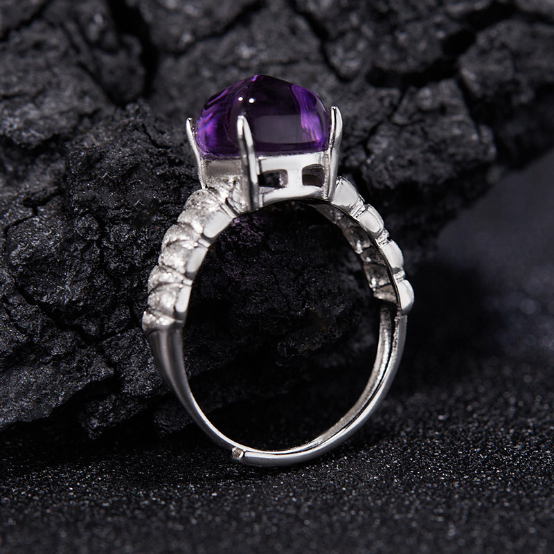 S925 sterling silver inlaid with natural crystal gemstone sugar tower ring