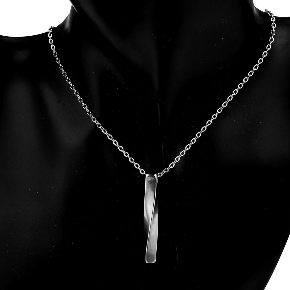 10pcs/bag Stainless steel 3D twisted rectangular necklace
