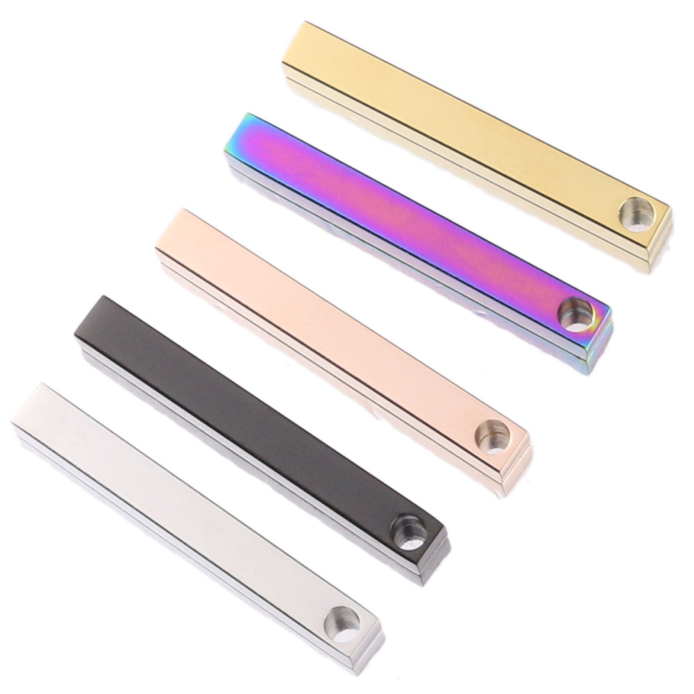 10pcs/bag Stainless steel three-dimensional rectangular pendant