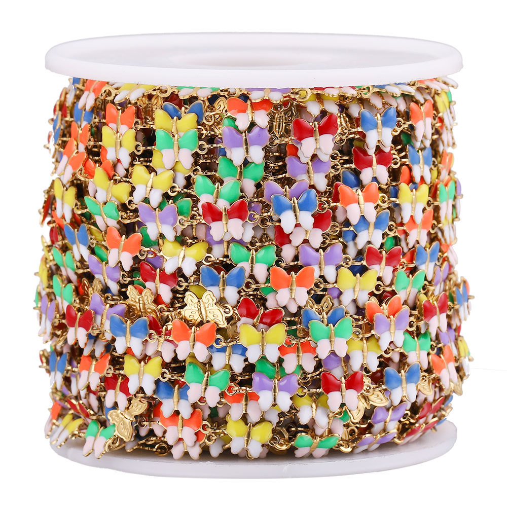 Stainless steel enamel dripping colored butterfly DIY semi-finished chain