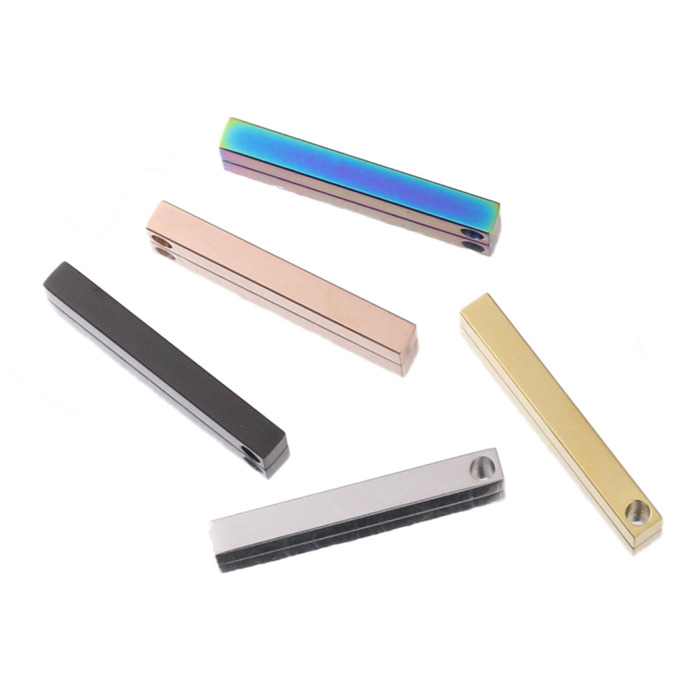 10pcs/bag Stainless steel three-dimensional rectangular pendant