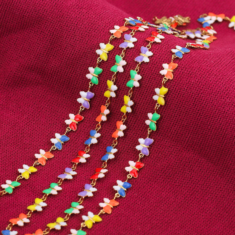 Stainless steel enamel dripping colored butterfly DIY semi-finished chain