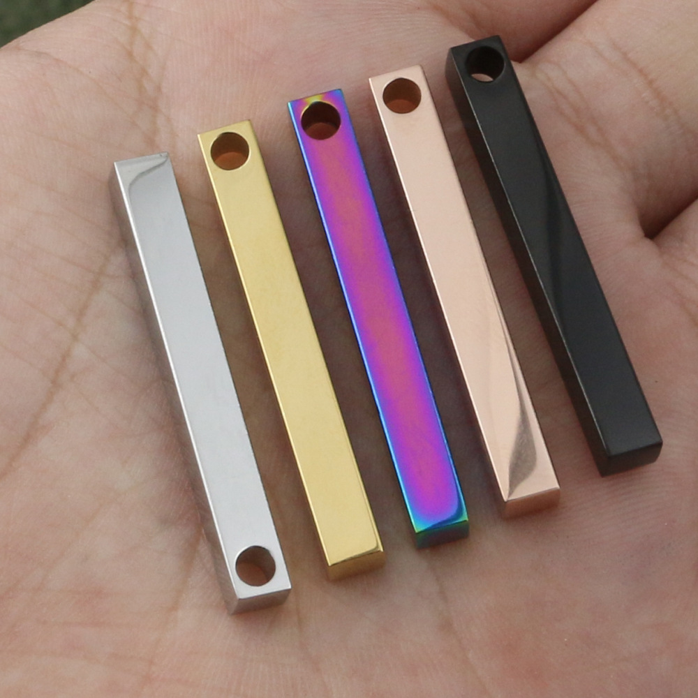10pcs/bag Stainless steel three-dimensional rectangular pendant