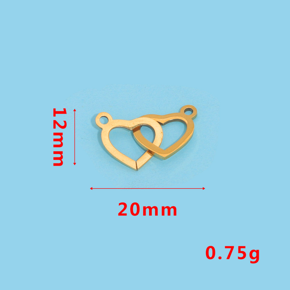 10pcs/bag Stainless steel vacuum double-hole heart pendant DIY accessories