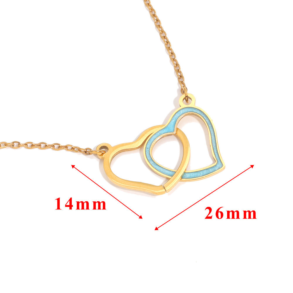 10pcs/bag Stainless steel double-hole heart enamel oil drop pendant