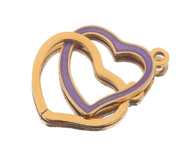 10pcs/bag Stainless steel double-hole heart enamel oil drop pendant