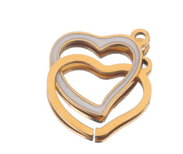 10pcs/bag Stainless steel double-hole heart enamel oil drop pendant