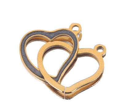 10pcs/bag Stainless steel double-hole heart enamel oil drop pendant